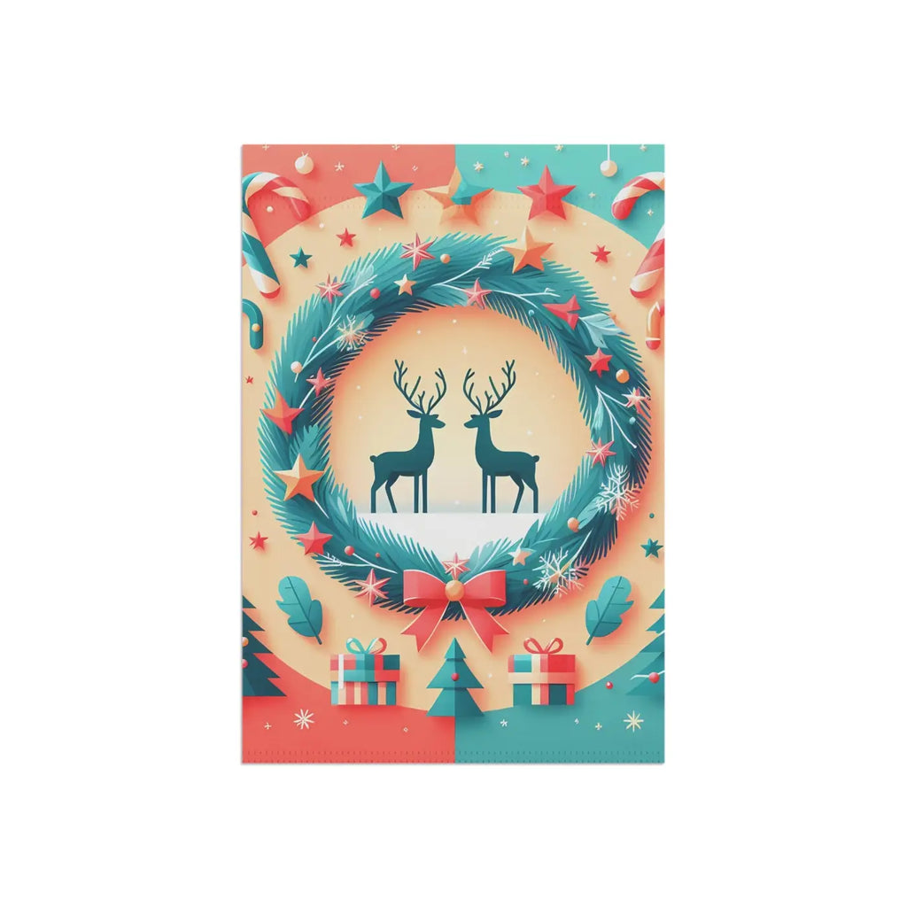Reindeer Christmas Poplin-Canvas House Banner - Festive Decor - DipaliZ