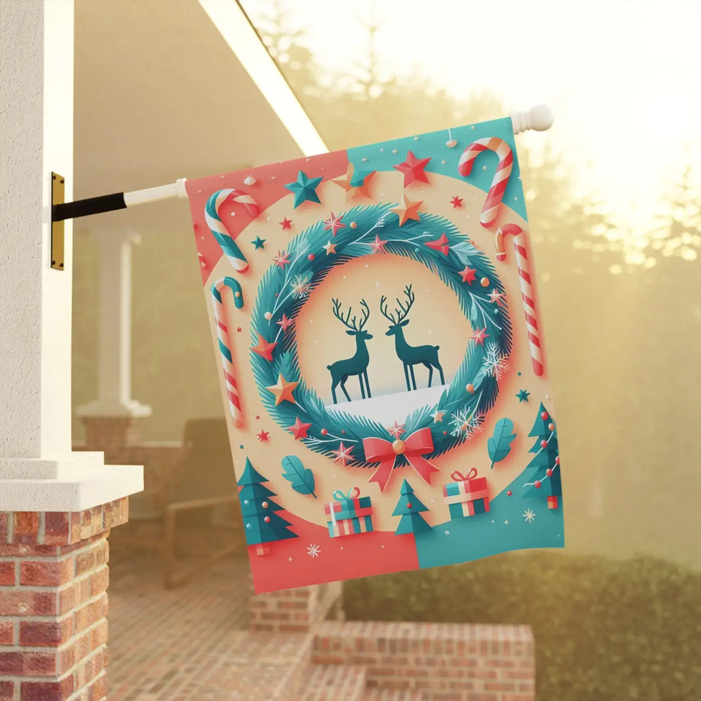 Reindeer Christmas Poplin-Canvas House Banner - Festive Decor - DipaliZ