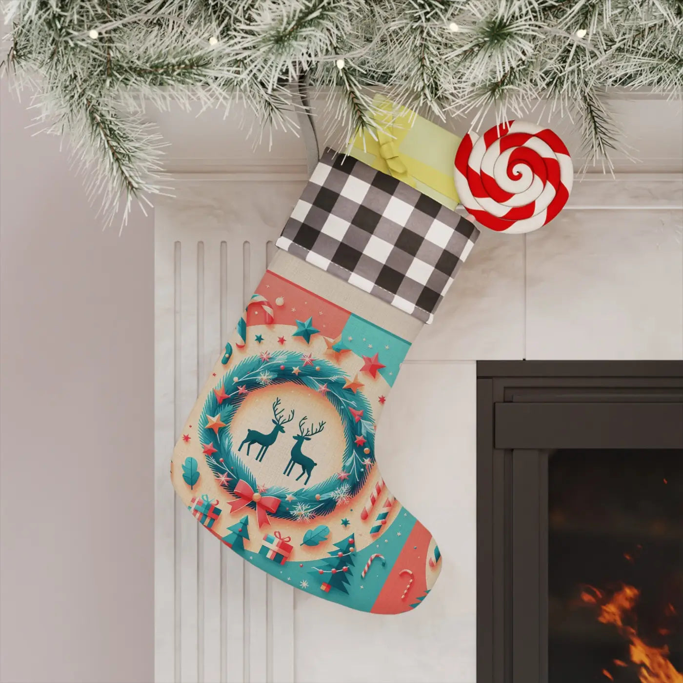 Enchanting Reindeer Christmas Stocking - Festive Holiday Decor - DipaliZ