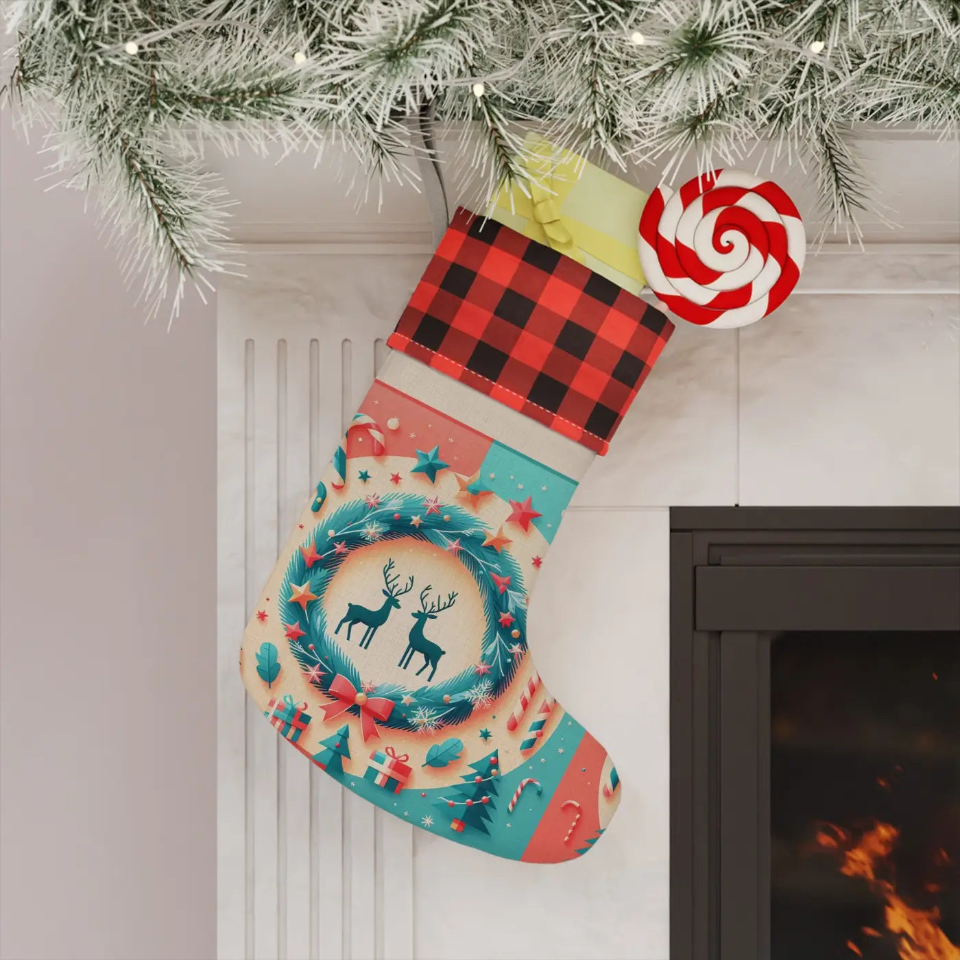 Enchanting Reindeer Christmas Stocking - Festive Holiday Decor - DipaliZ