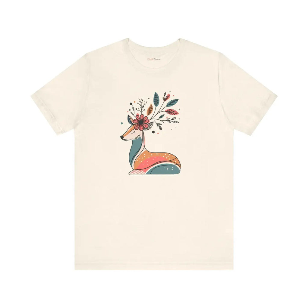 Reindeer Unisex Jersey Short Sleeve Tee - Christmas Floral - DipaliZ