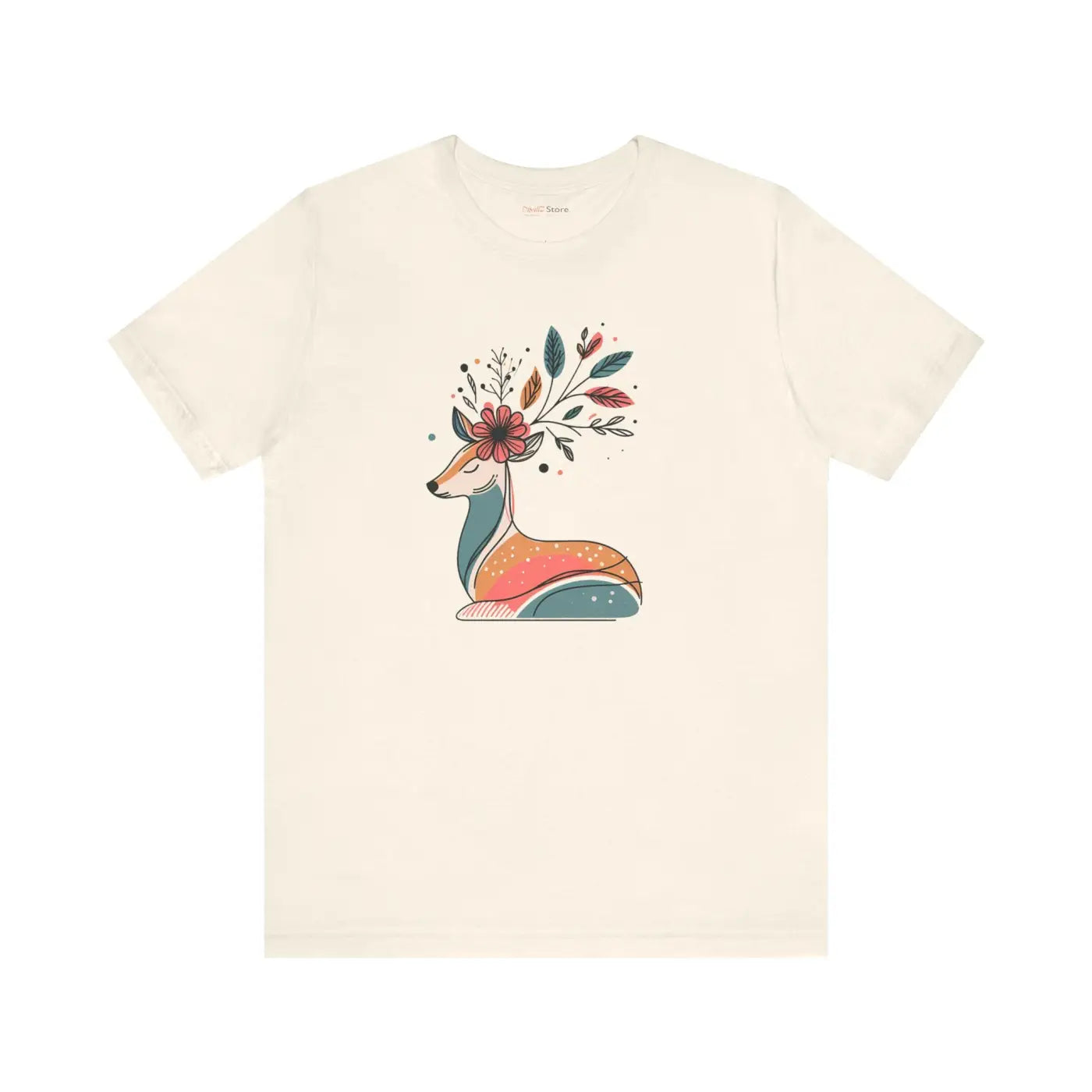 Reindeer Unisex Jersey Short Sleeve Tee - Christmas Floral - DipaliZ