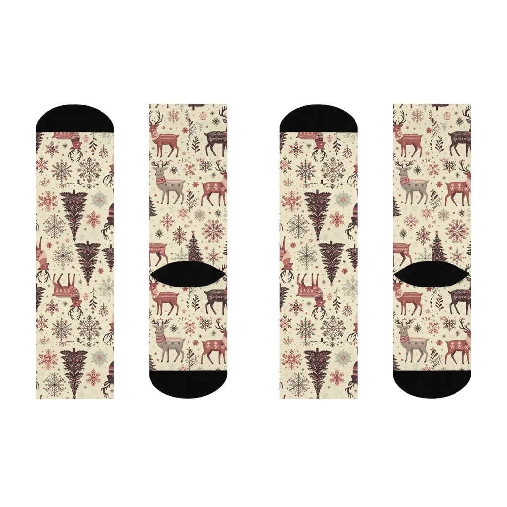 Cozy Christmas Crew Socks - Delightful Reindeer Patterns - DipaliZ