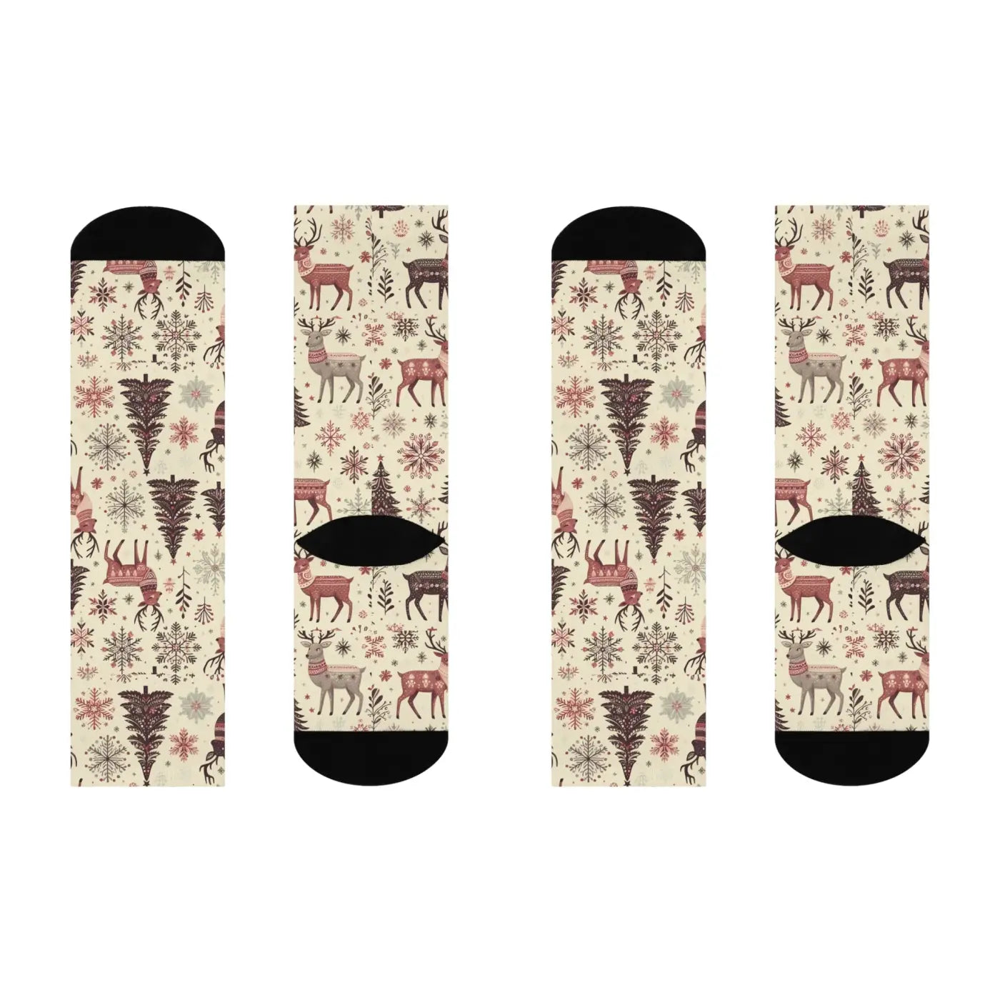Cozy Christmas Crew Socks - Delightful Reindeer Patterns - DipaliZ