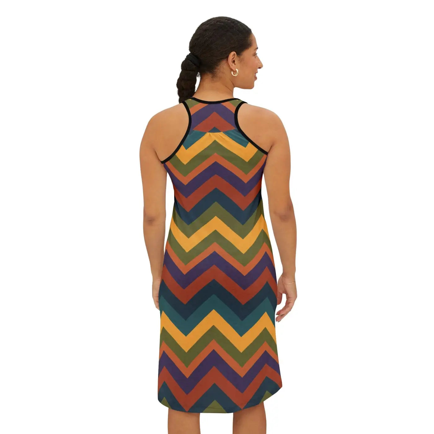 Retro Chevron Racerback Dress - Vintage Earthtone Zigzag - DipaliZ