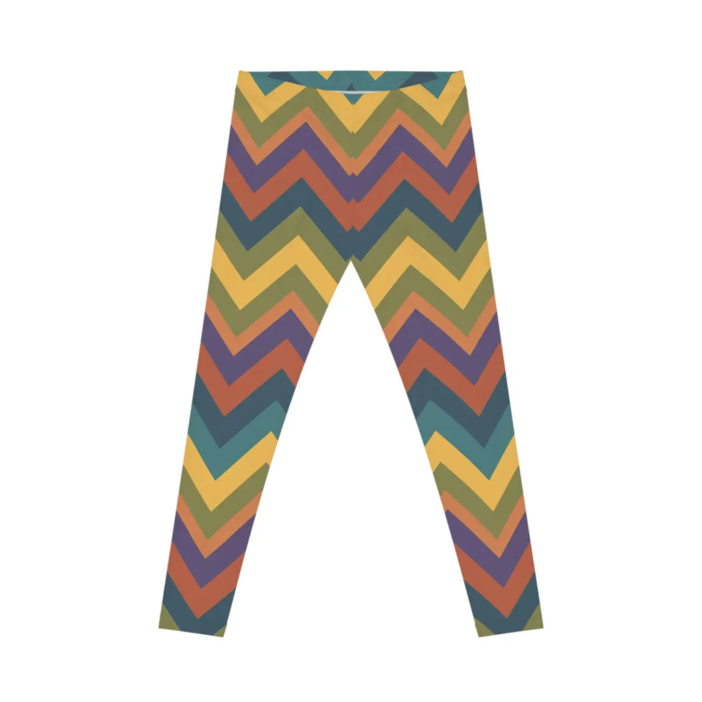 Retro Chevron Leggings - Colorful Zigzag All-Over Print - DipaliZ