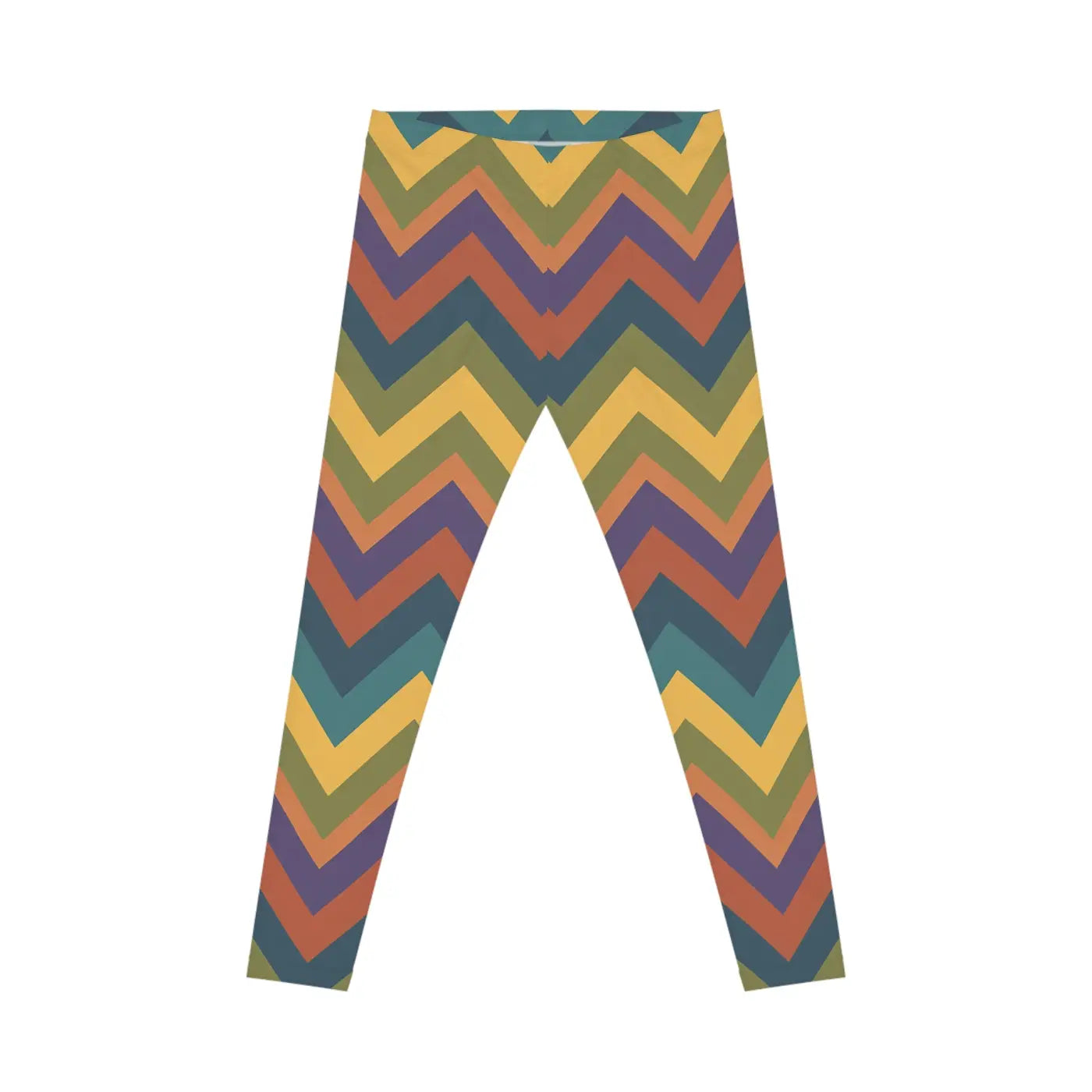 Retro Chevron Leggings - Colorful Zigzag All-Over Print - DipaliZ