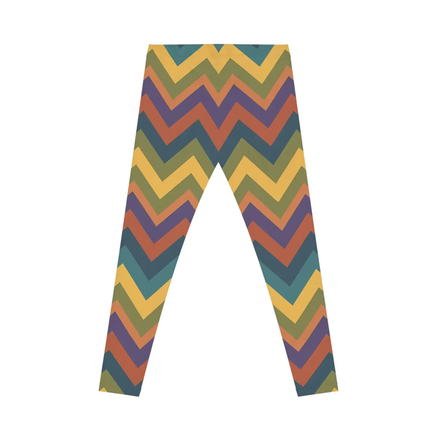 Retro Chevron Leggings - Colorful Zigzag All-Over Print - DipaliZ
