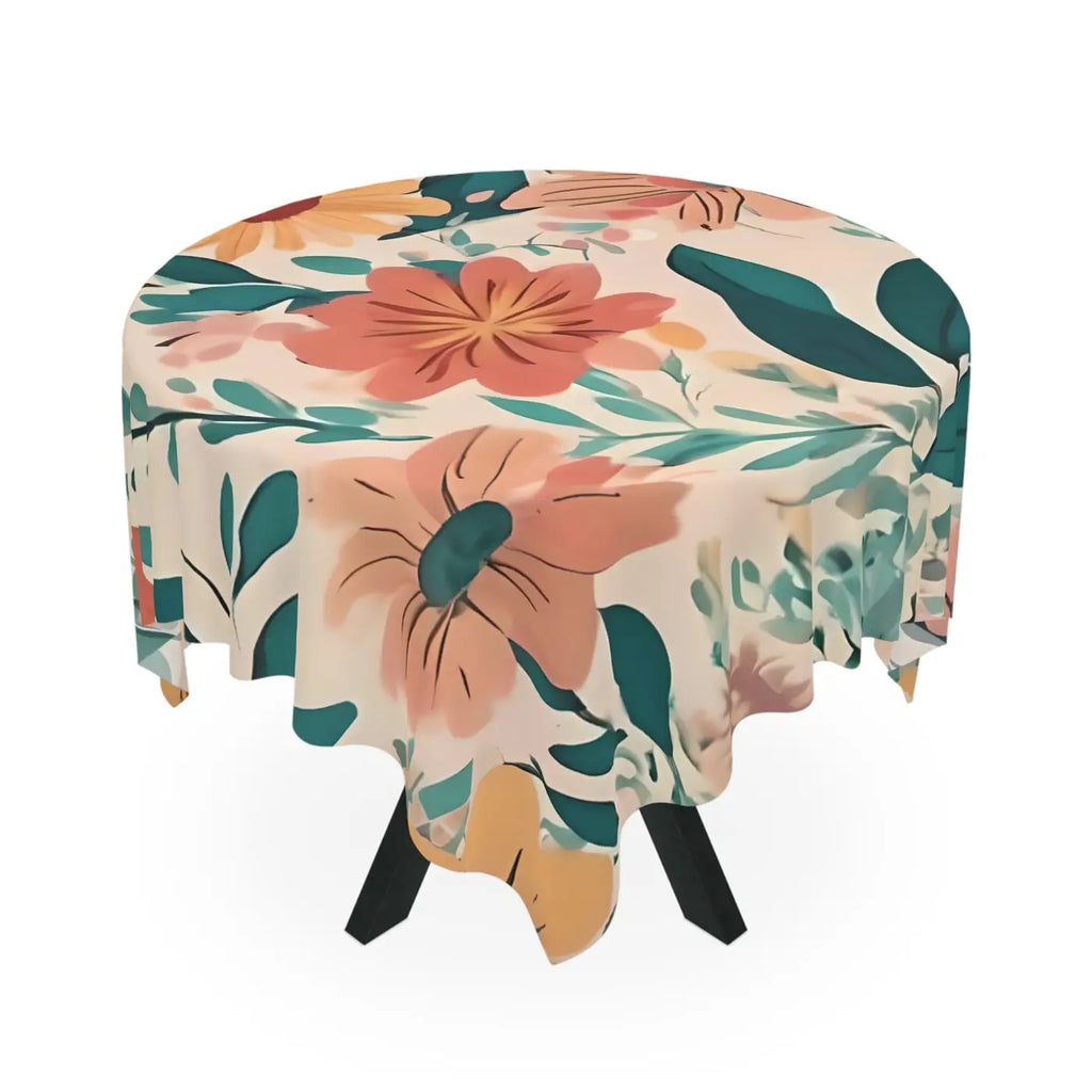 Retro Colored Large Floral Tablecloth - Groovy Feasts - DipaliZ