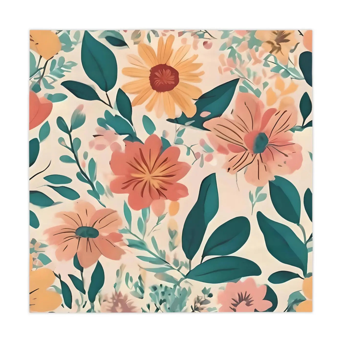 Retro Colored Large Floral Tablecloth - Groovy Feasts - DipaliZ