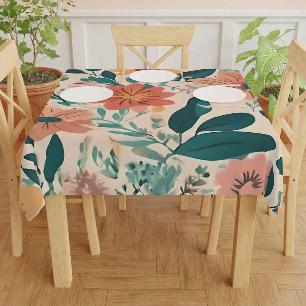 Retro Colored Large Floral Tablecloth - Groovy Feasts - DipaliZ