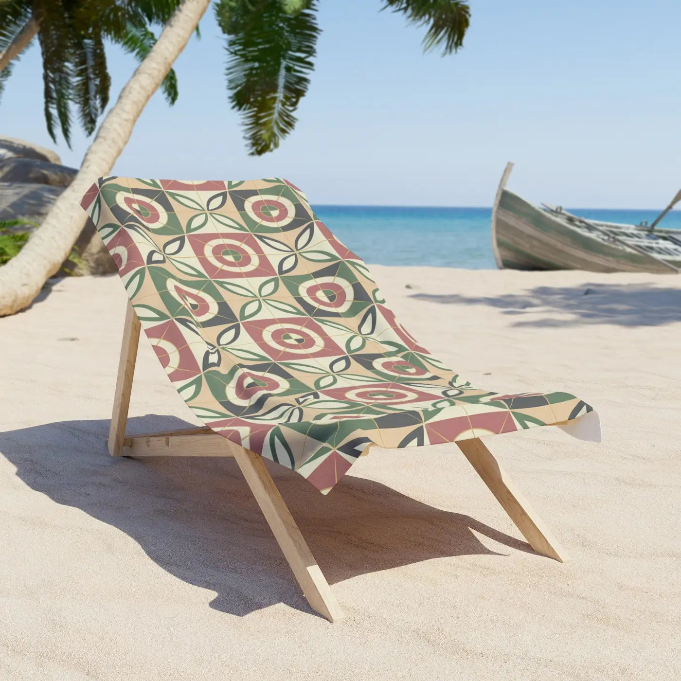 Geometric Beach Towel - Vintage Tile Pattern Design - DipaliZ