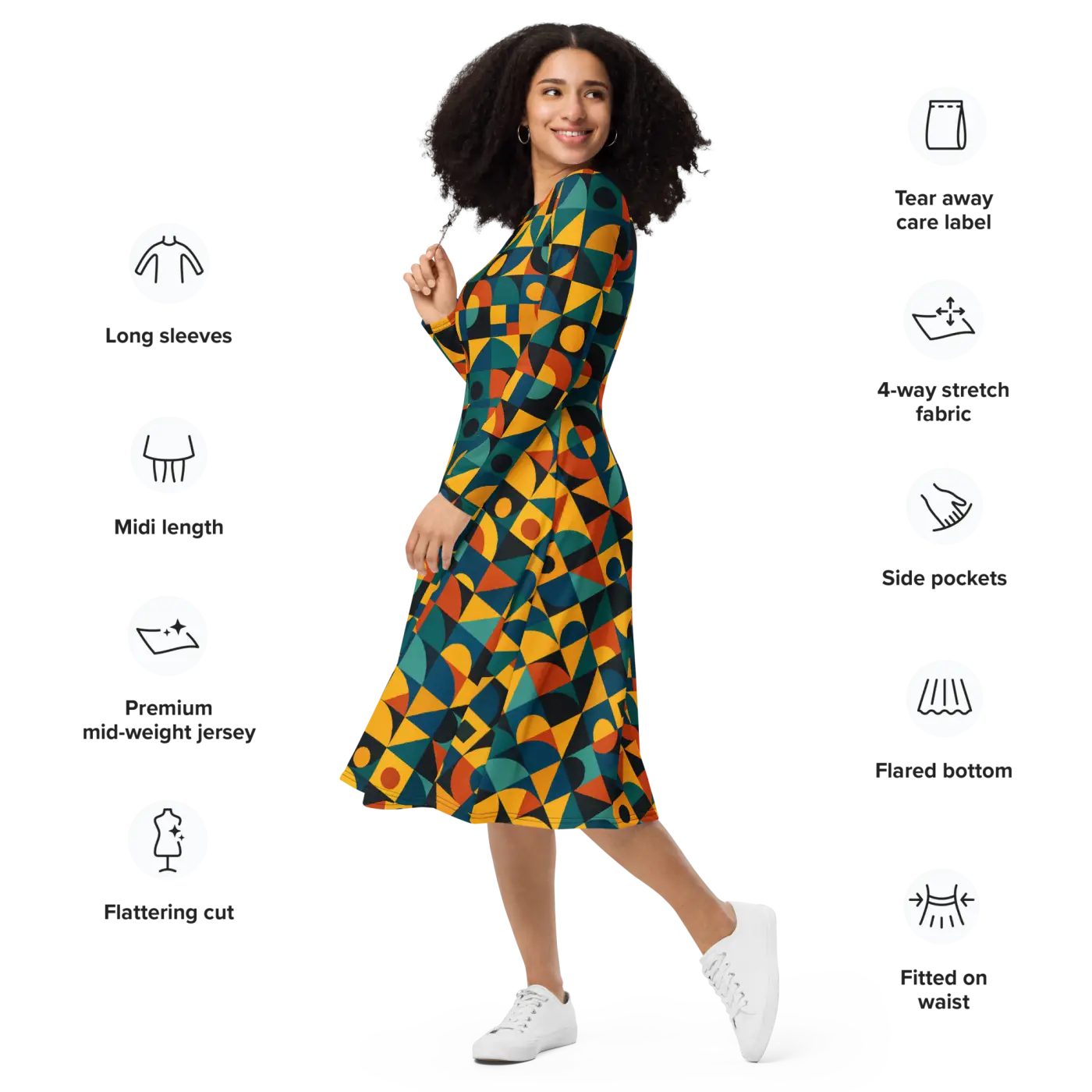 Sleeve Midi Dress - Ultra Soft Comfort - DipaliZ