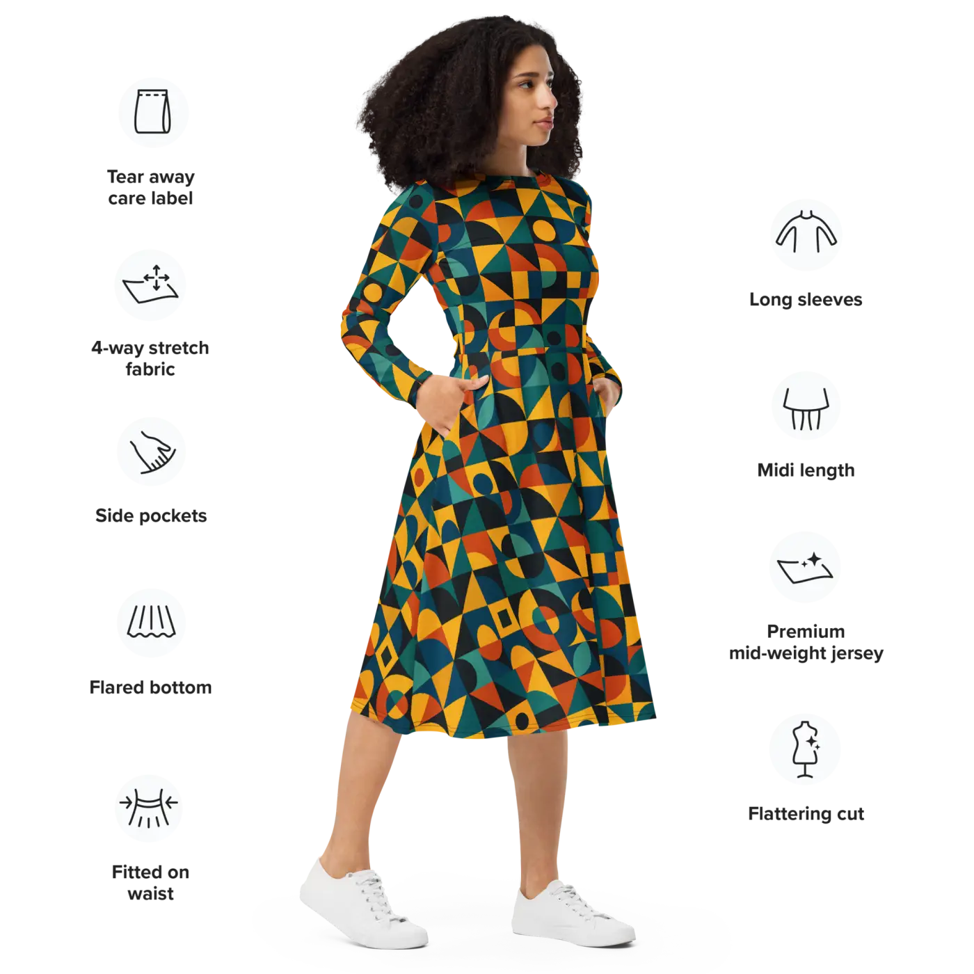 Sleeve Midi Dress - Ultra Soft Comfort - DipaliZ