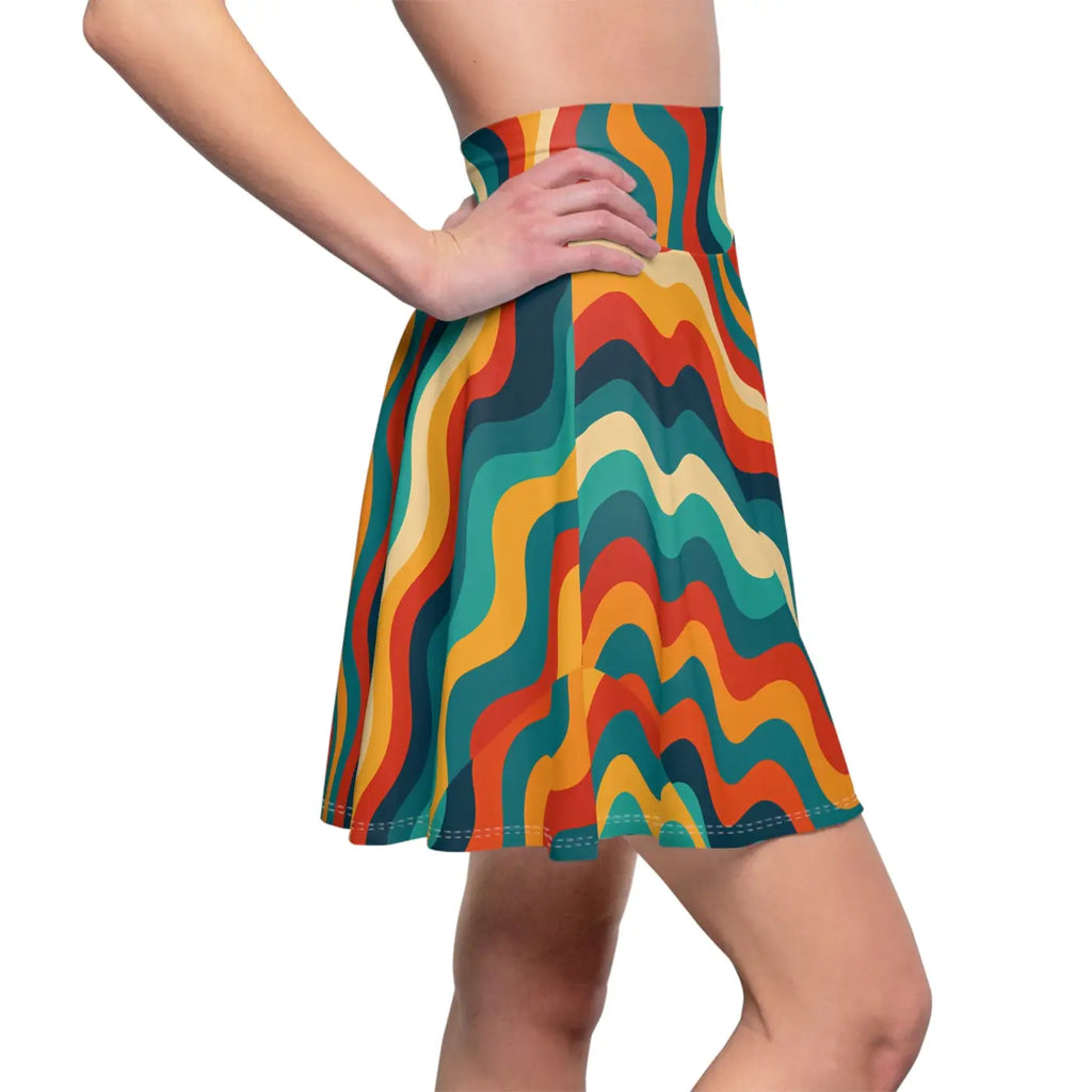 Retro Wave Skater Skirt - Boho Chic Fashion for Women - DipaliZ