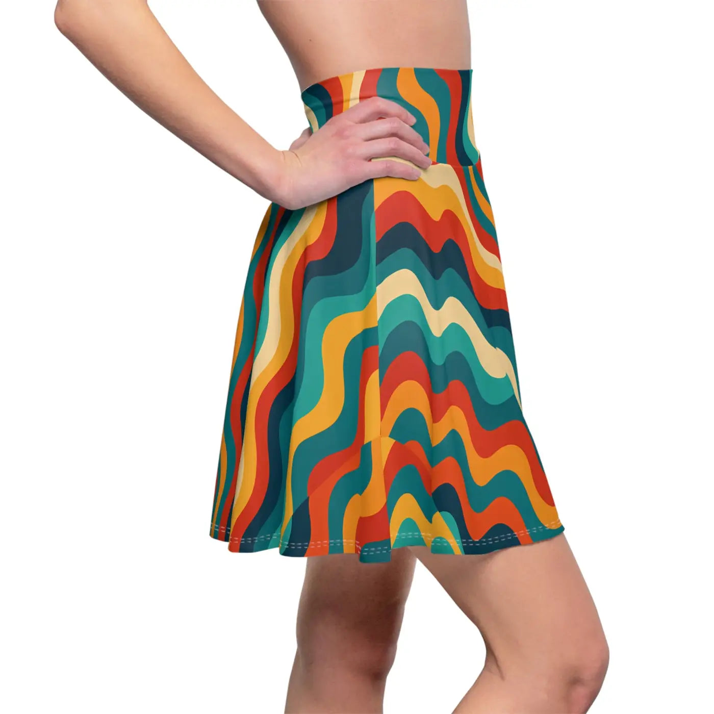 Retro Wave Skater Skirt - Boho Chic Fashion for Women - DipaliZ