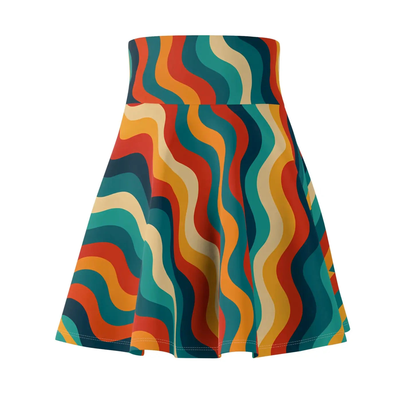 Retro Wave Skater Skirt - Boho Chic Fashion for Women - DipaliZ