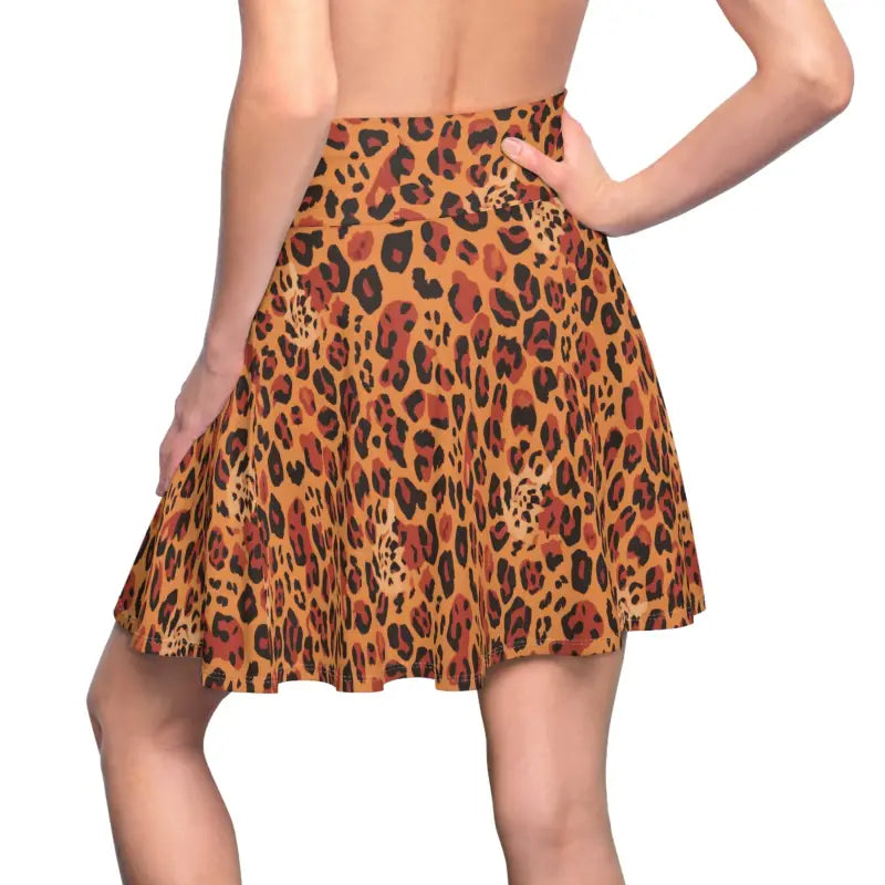 Leopard Print Skater Skirt - Polyester Spandex - DipaliZ