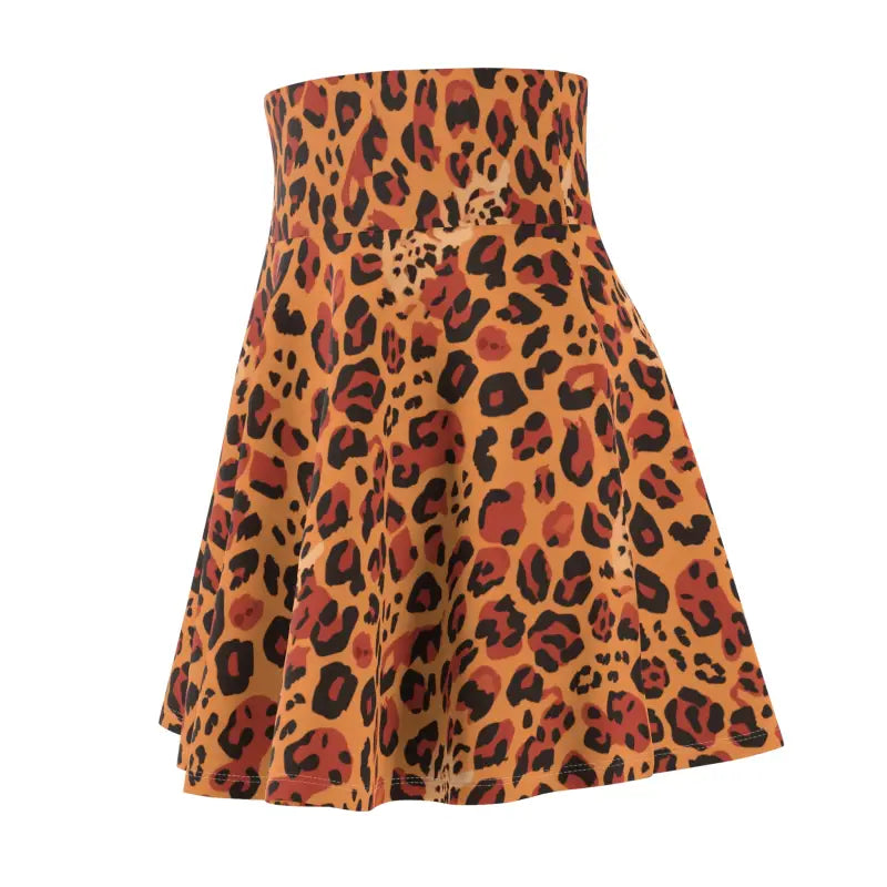 Leopard Print Skater Skirt - Polyester Spandex - DipaliZ