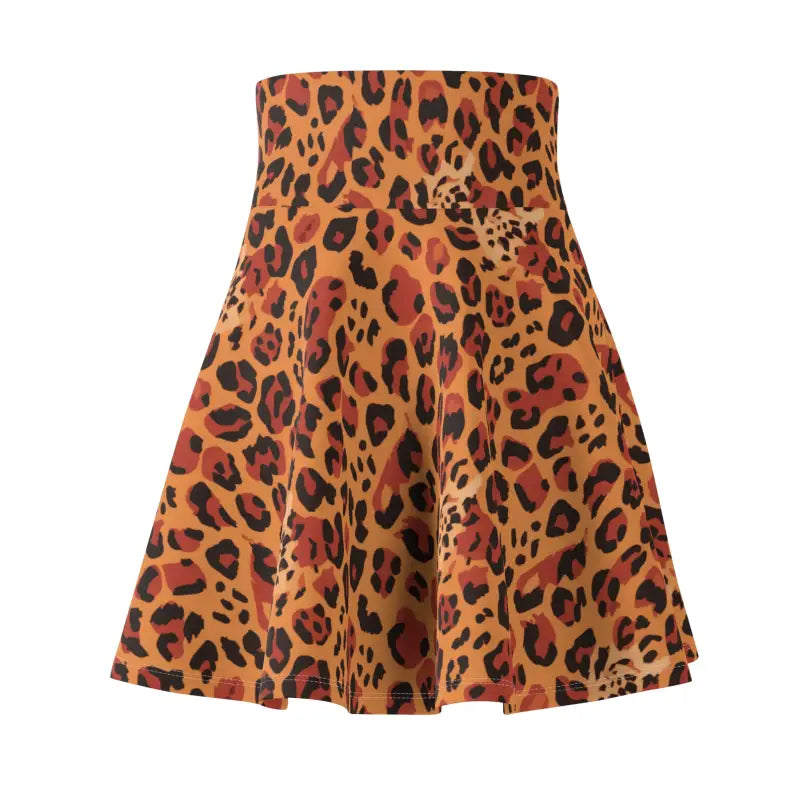 Leopard Print Skater Skirt - Polyester Spandex - DipaliZ