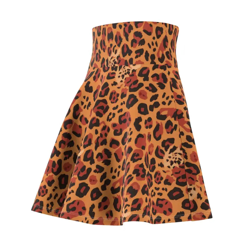 Leopard Print Skater Skirt - Polyester Spandex - DipaliZ