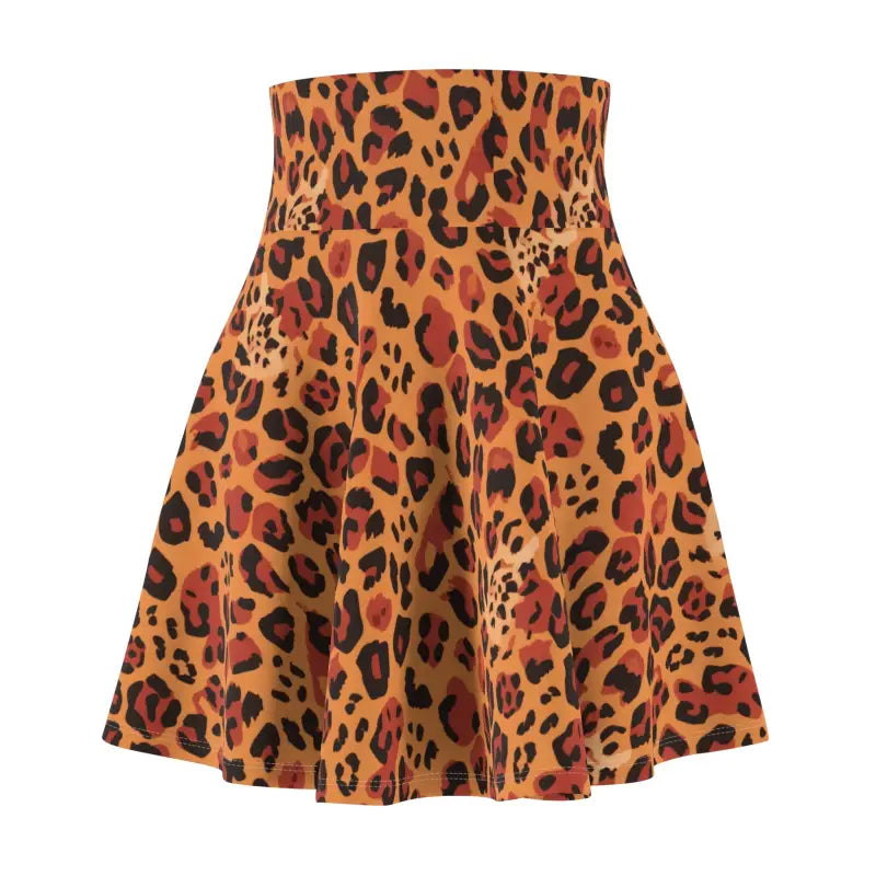 Leopard Print Skater Skirt - Polyester Spandex - DipaliZ