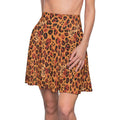 Leopard Print Skater Skirt - Polyester Spandex - DipaliZ