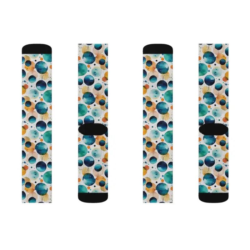 Retro Watercolor Abstract Socks - Bold Circle Design - DipaliZ