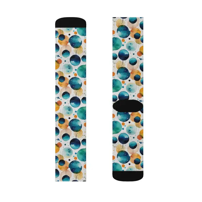 Retro Watercolor Abstract Socks - Bold Circle Design - DipaliZ