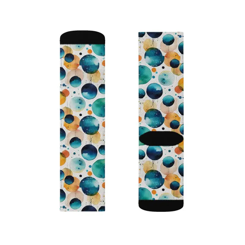 Retro Watercolor Abstract Socks - Bold Circle Design - DipaliZ