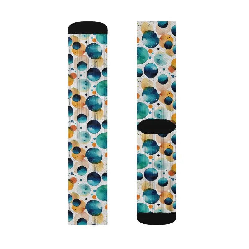 Retro Watercolor Abstract Socks - Bold Circle Design - DipaliZ