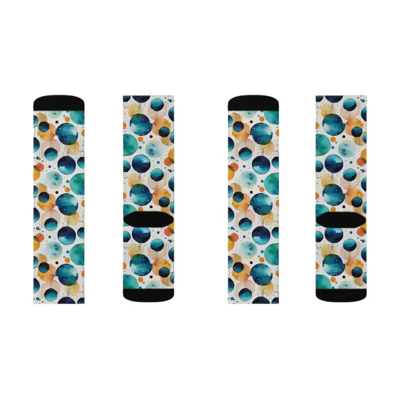 Retro Watercolor Abstract Socks - Bold Circle Design - DipaliZ