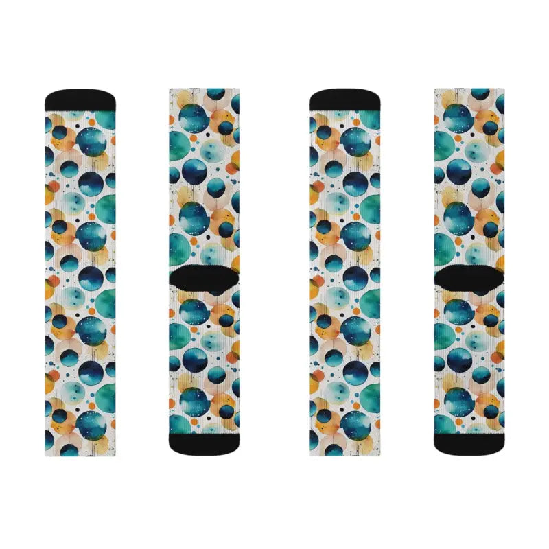 Retro Watercolor Abstract Socks - Bold Circle Design - DipaliZ