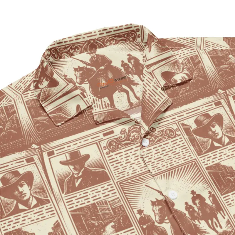 Vintage Newspaper Unisex Button Shirt - Retro Eco Style - DipaliZ