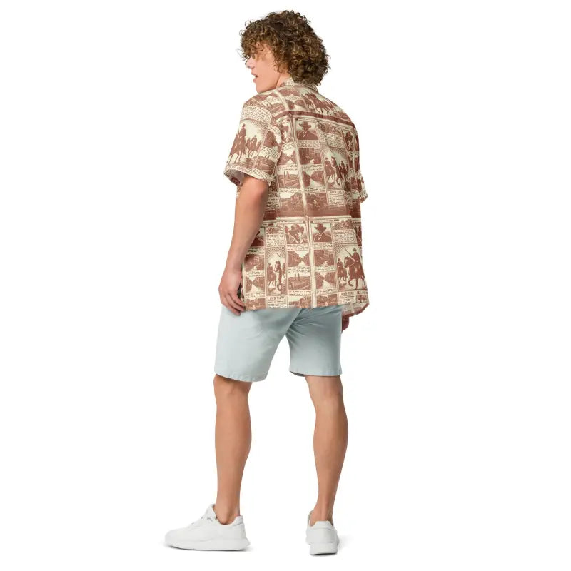 Vintage Newspaper Unisex Button Shirt - Retro Eco Style - DipaliZ