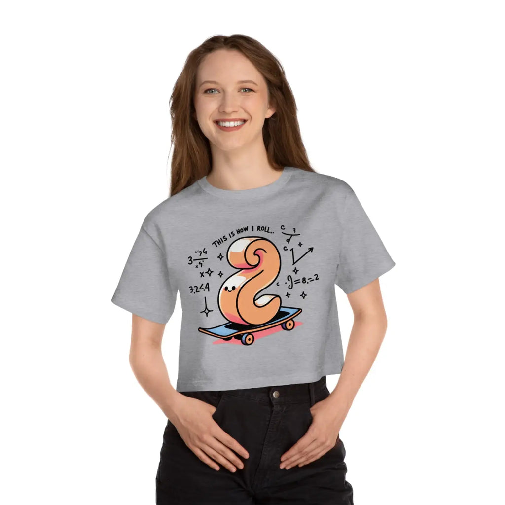 Cropped T-Shirt - Cute Skateboard Graphic Design - DipaliZ
