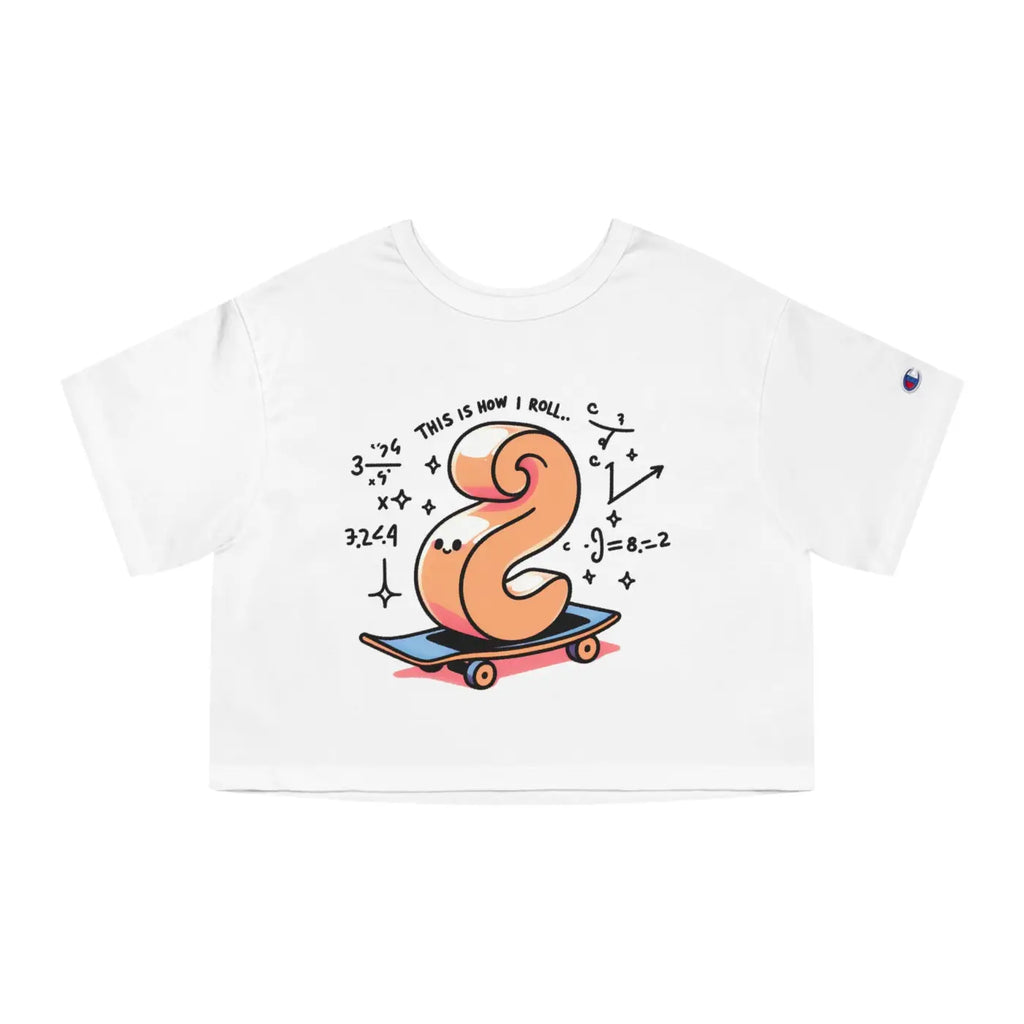 Cropped T-Shirt - Cute Skateboard Graphic Design - DipaliZ