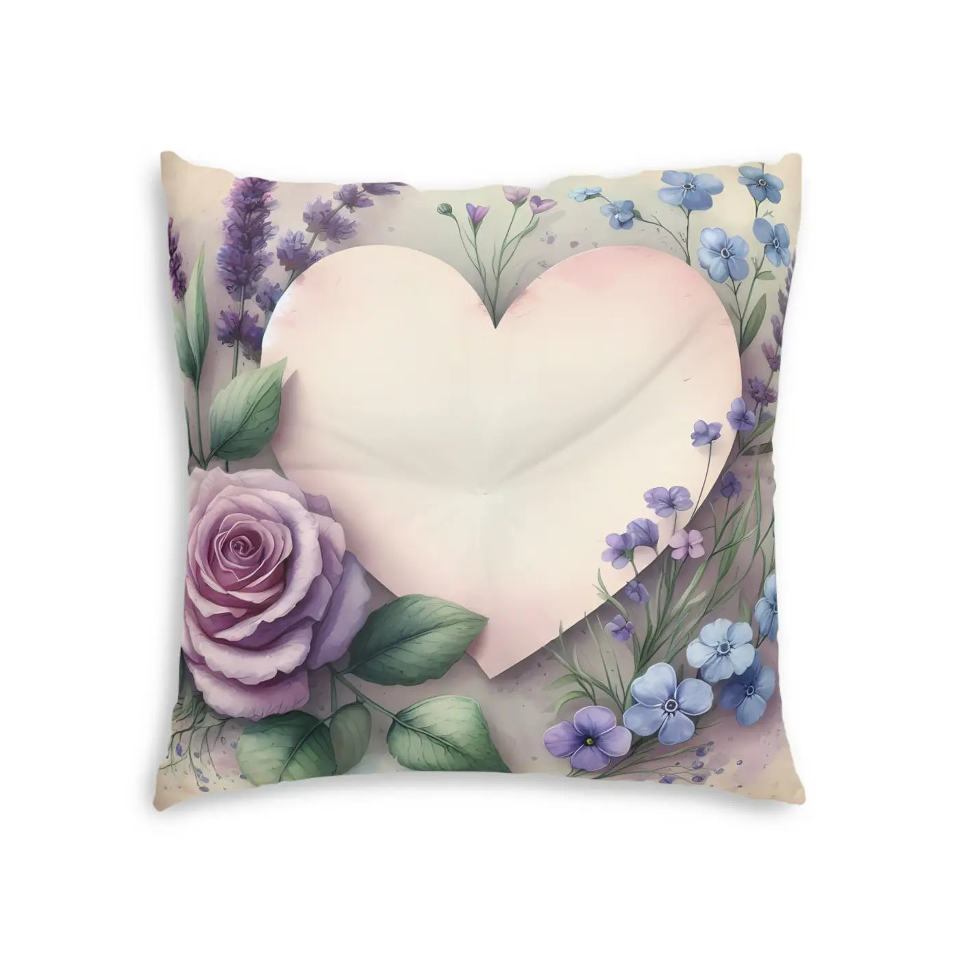 Tufted Floor Pillow - Cozy Heart Cushion Statement Piece - DipaliZ