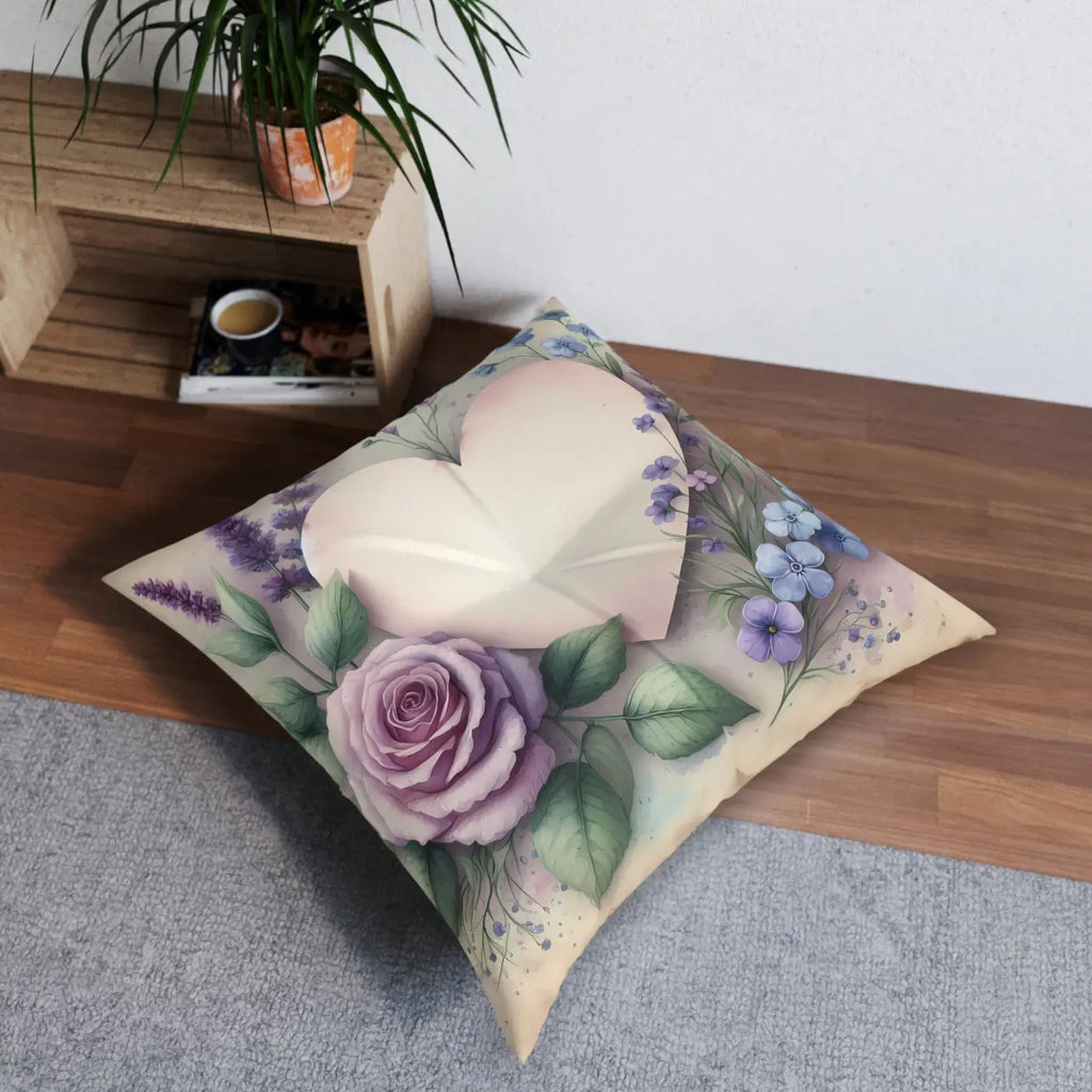 Tufted Floor Pillow - Cozy Heart Cushion Statement Piece - DipaliZ