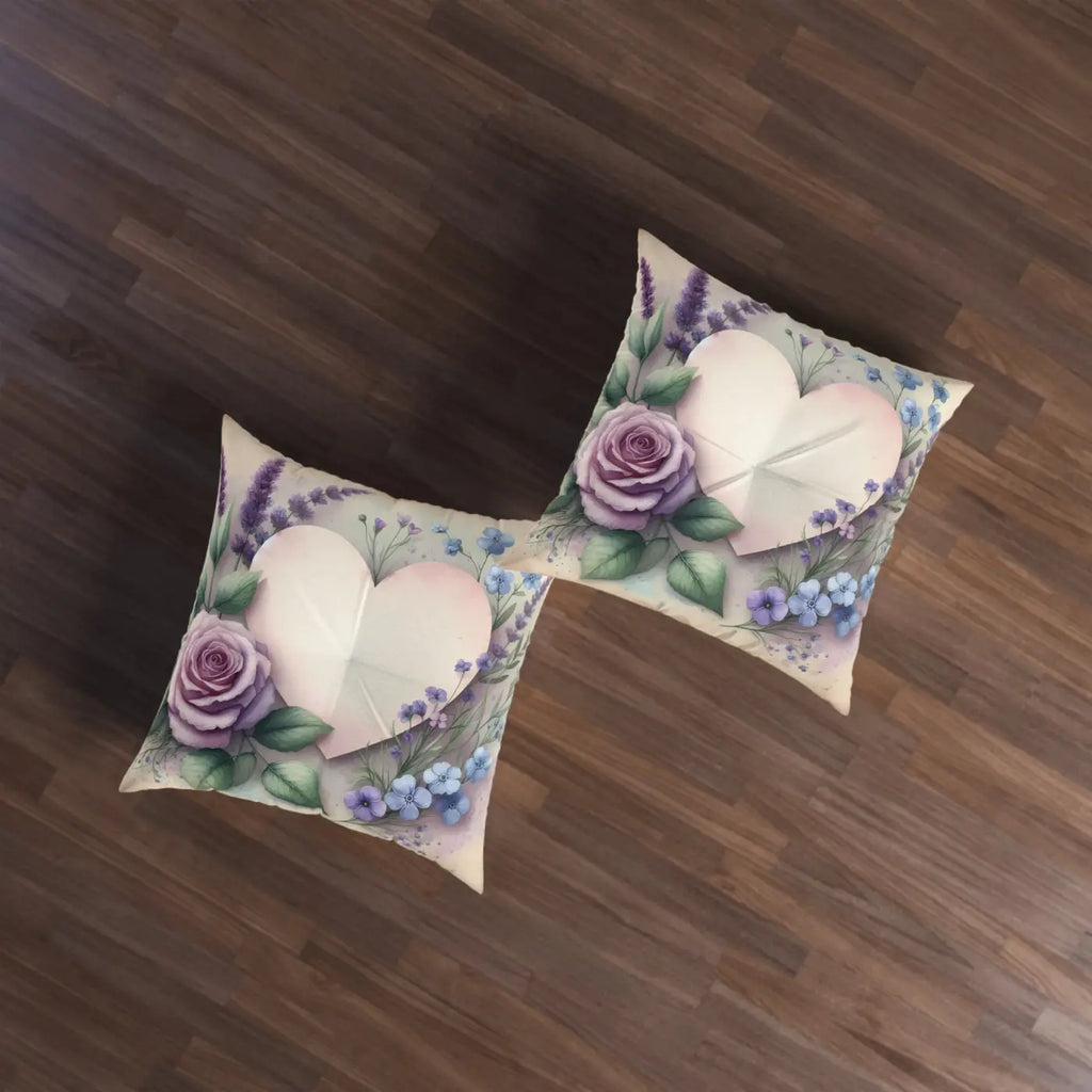 Tufted Floor Pillow - Cozy Heart Cushion Statement Piece - DipaliZ