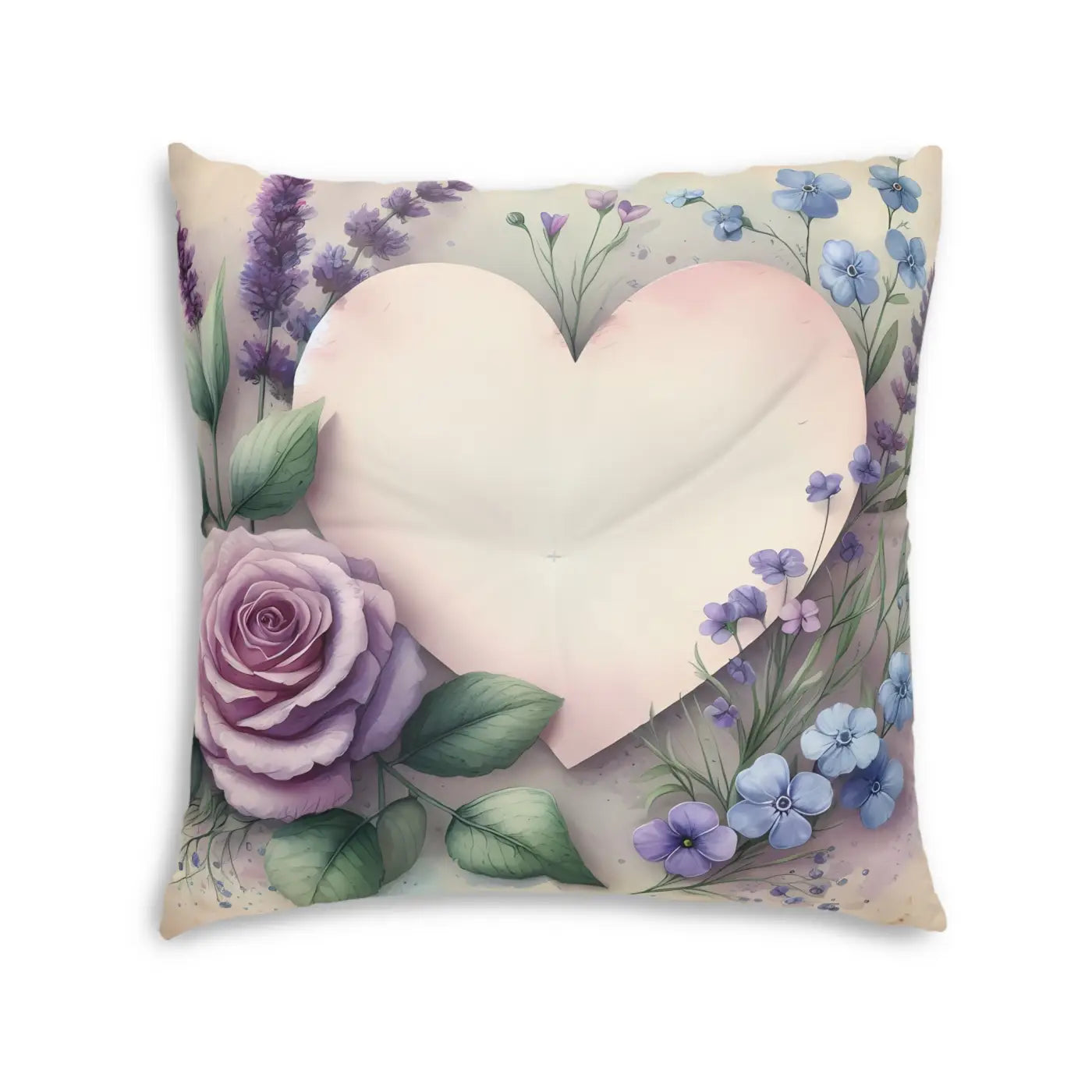 Tufted Floor Pillow - Cozy Heart Cushion Statement Piece - DipaliZ
