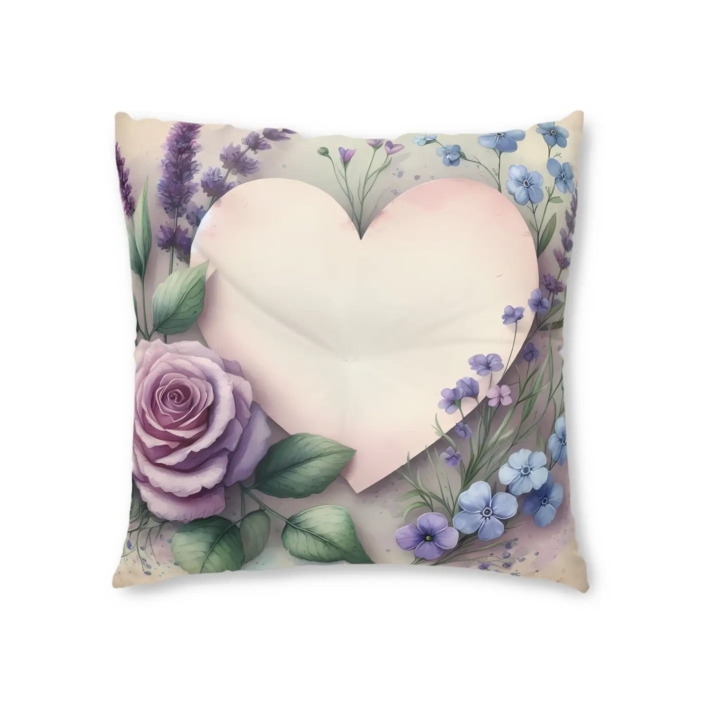 Tufted Floor Pillow - Cozy Heart Cushion Statement Piece - DipaliZ