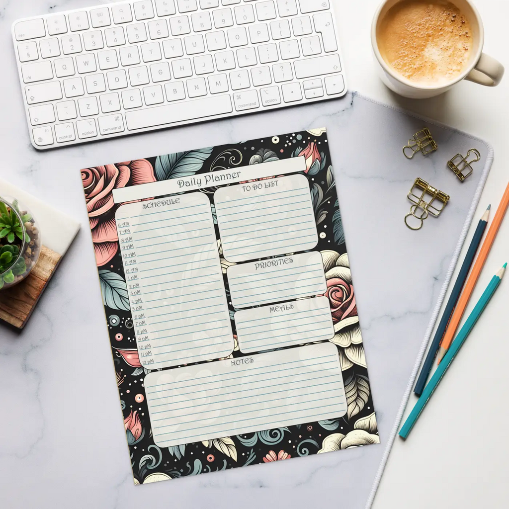 Rose Flower Notepad - Stylish Design for Daily Planning - DipaliZ