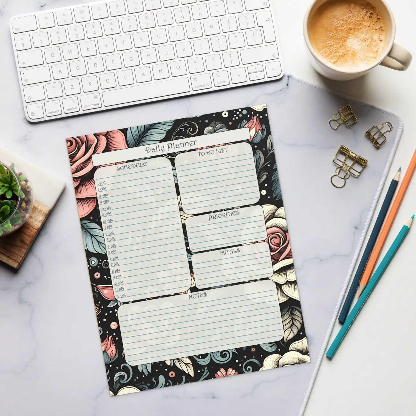 Rose Flower Notepad - Stylish Design for Daily Planning - DipaliZ
