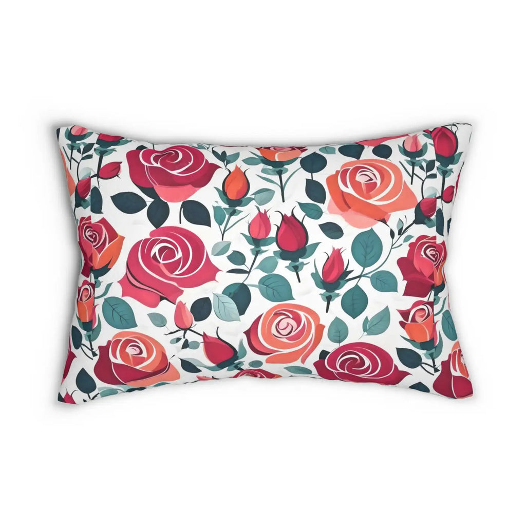 Rose Lumbar Pillow - Spun Polyester Home Decor - DipaliZ