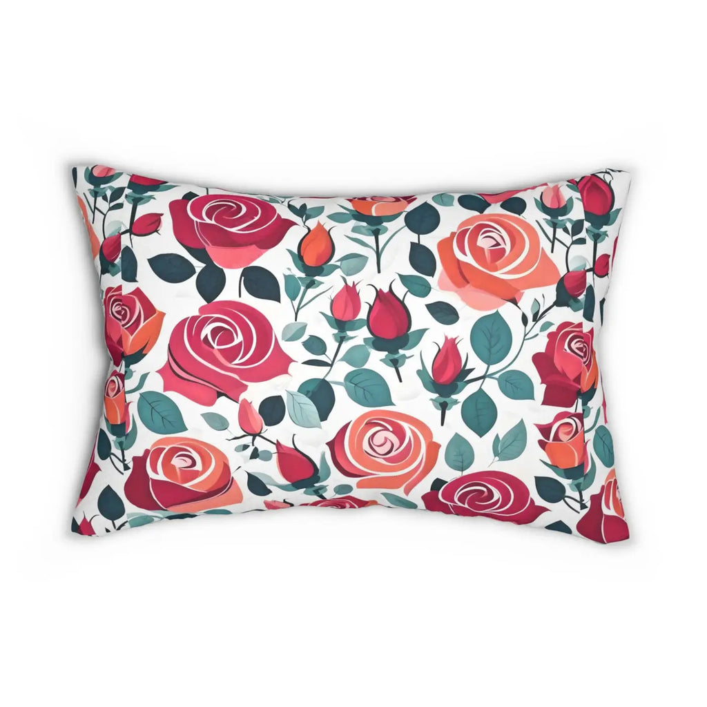 Rose Lumbar Pillow - Spun Polyester Home Decor - DipaliZ