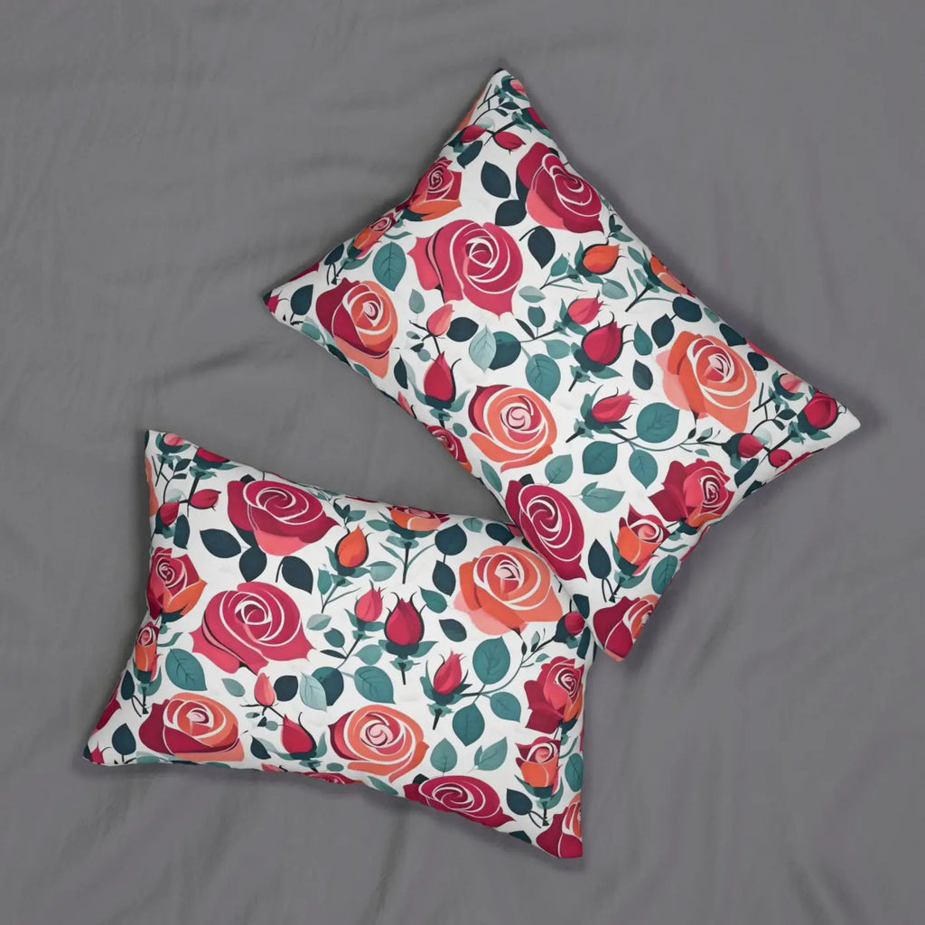 Rose Lumbar Pillow - Spun Polyester Home Decor - DipaliZ