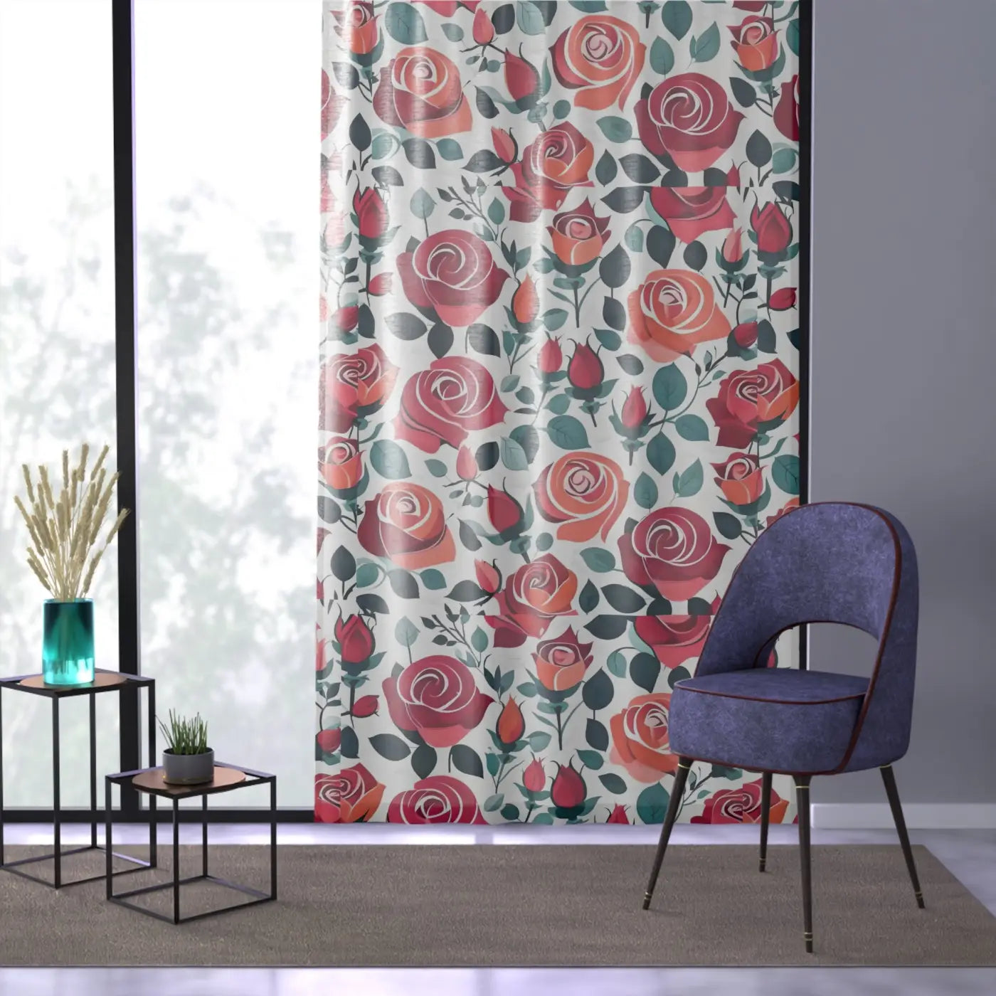 Pattern Curtains - Stylish Rose Floral Home Decor - DipaliZ