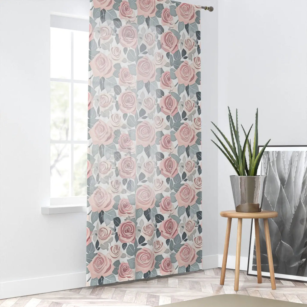 Elegant Rose Flower Window Curtains - Home Decor - DipaliZ