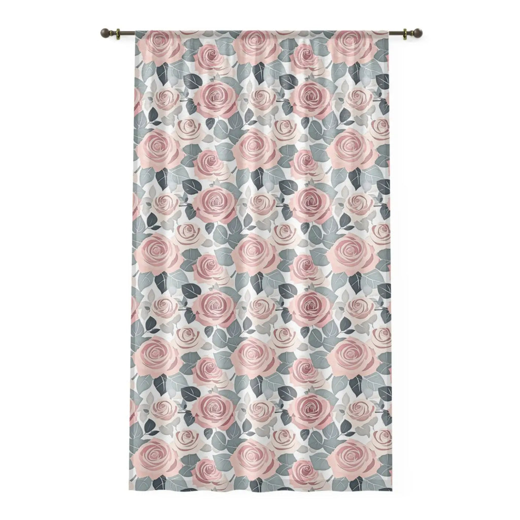 Elegant Rose Flower Window Curtains - Home Decor - DipaliZ
